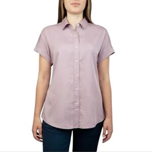 Tilley 100% Tencel Short Sleeve Button Up Shirt in Lilac